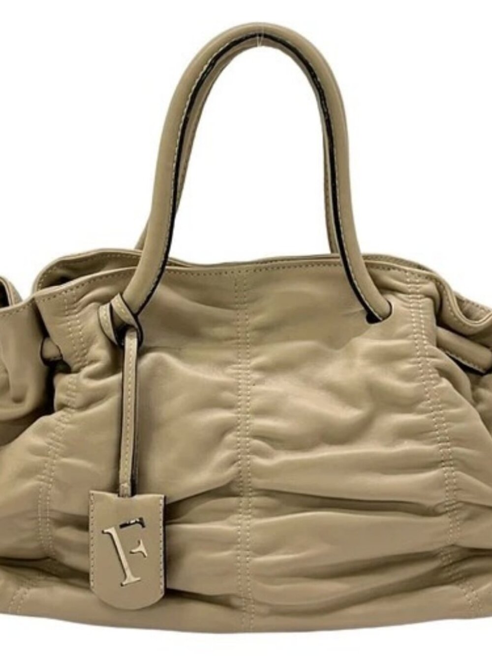 FURLA Gray Beige Leather Handbag